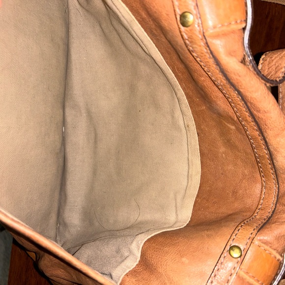 Vintage Fossil Brown Leather Messenger Computer Bag w/ Buckles Flap Key - Picture 3 of 8